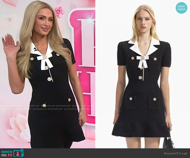Self Portrait Knit Bow Mini dress worn by Paris Hilton on Today