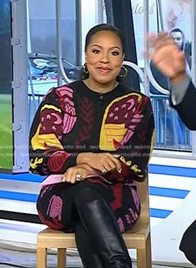 Sheinelle’s black printed sweater dress on Today