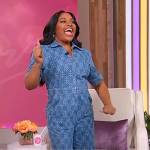 Sherri’s denim printed jumpsuit on Sherri