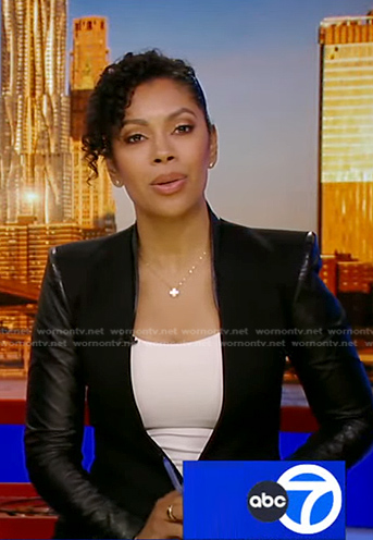 Shirleen’s black leather sleeve jacket on Good Morning America