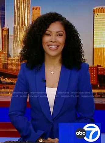 Shirleen’s blue shawl collar blazer on Good Morning America