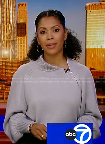 Shirtleen’s grey zip neck sweater on Good Morning America
