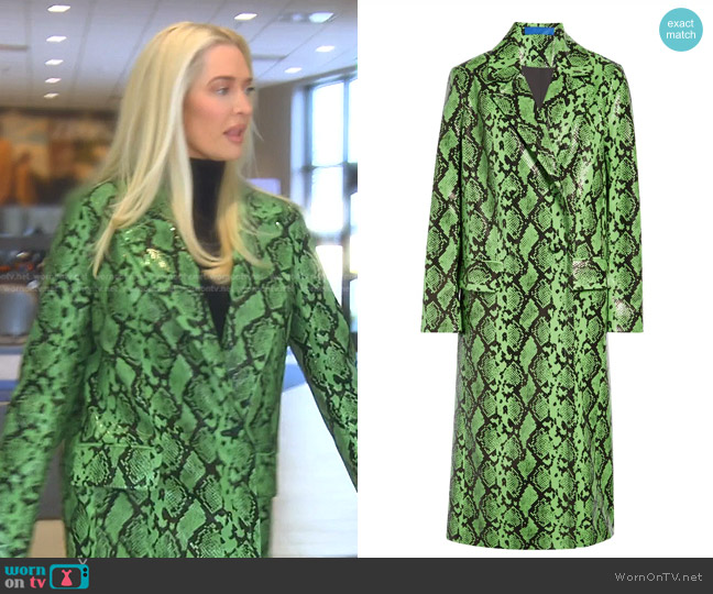 Simon Miller Joto Snakeskin Print Faux Leather Coat worn by Erika Jayne on The Real Housewives of Beverly Hills
