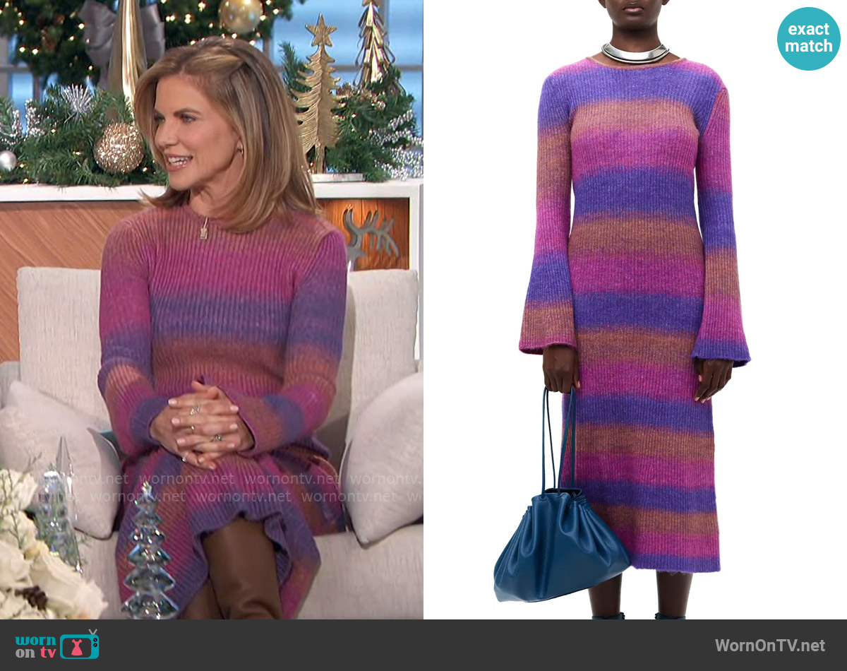 Simon Miller Axon Stripe Long Sleeve Sweater Dress worn by Natalie Morales on The Talk