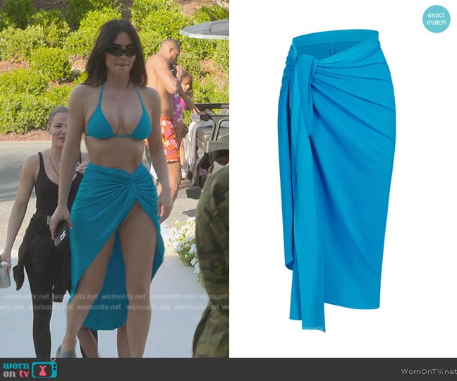 Skims Cover Up Tie Sarong Skirt worn by Kim Kardashian (Kim Kardashian) on The Kardashians