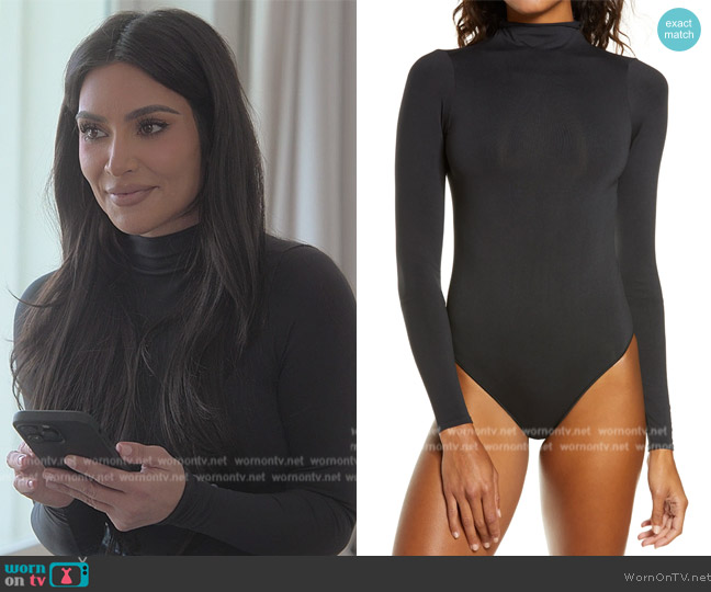 Skims Essential Mock Neck Bodysuit worn by Kim Kardashian (Kim Kardashian) on The Kardashians