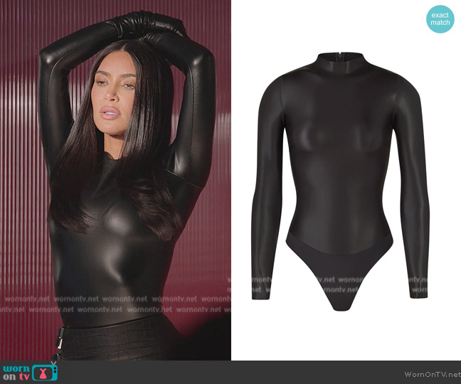 Skims Mock Neck Bodysuit worn by Kim Kardashian (Kim Kardashian) on The Kardashians