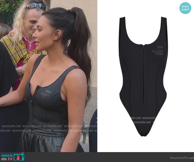 Skims Swim Scoop Neck One Piece worn by Kim Kardashian (Kim Kardashian) on The Kardashians