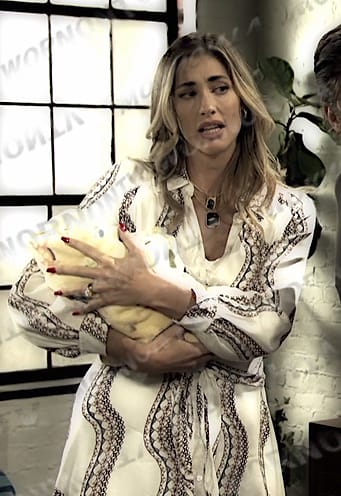 Sloan’s white wave stripe print dress on Days of our Lives