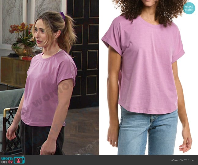 Splendid Skye T-Shirt in Purple worn by Holly Jonas (Ashley Puzemis) on Days of our Lives