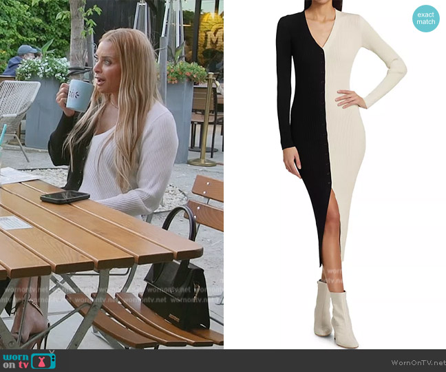 Staud Shoko Colorblock Body-Con Sweaterdress worn by Robyn Dixon on The Real Housewives of Potomac