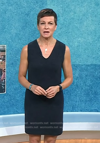 Stephanie’s black floral v-neck dress on Today
