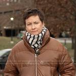 Stephanie Gosk’s brown puffer leather jacket on NBC News Daily