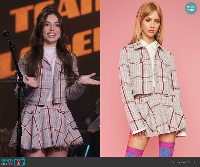 Sugar Thrillz Top Marks Tweed Moto Jacket worn by Mara Justine on The Voice