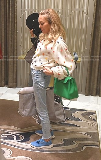 Sutton’s white pom pom sweater on The Real Housewives of Beverly Hills
