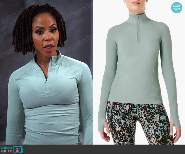 Sweaty Betty Athlete Seamless Half-Zip Workout Top worn by Andrea Barnes (Kj Smith) on Tyler Perrys Sistas