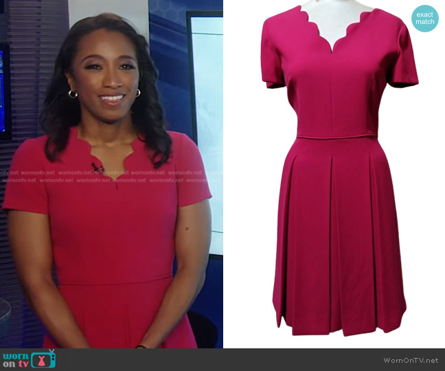 Tahari ASL Scalloped Neckline Fit & Flare Dress worn by Brittany Bell on Good Morning America