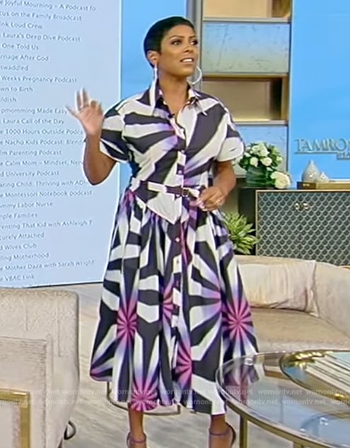 Tamron’s printed shirtdress on Tamron Hall Show