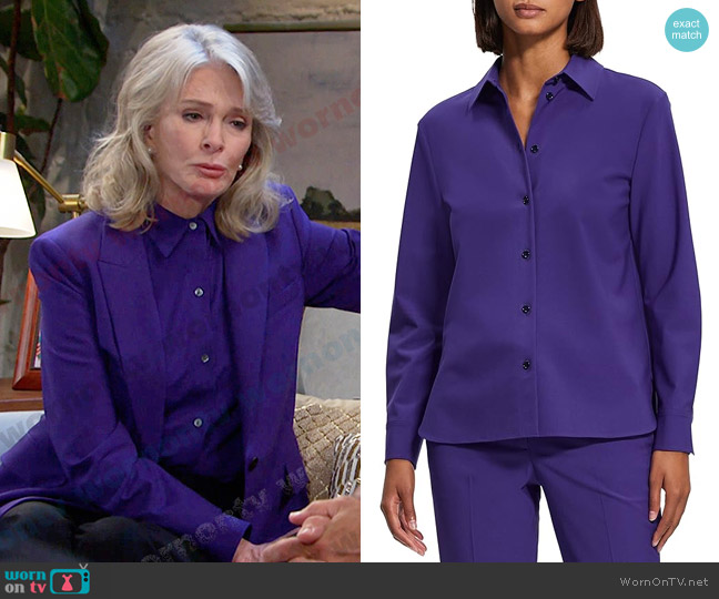 Theory New Straight Shirt in Blue Iris worn by Marlena Evans (Deidre Hall) on Days of our Lives