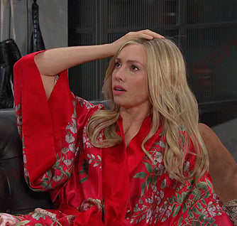 Theresa’s red floral robe on Days of our Lives