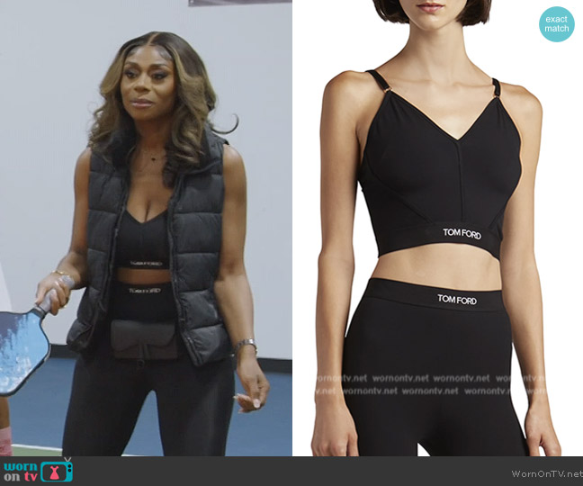 Tom Ford Logo-Band Longline Bra Top worn by Nneka Ihim on The Real Housewives of Potomac