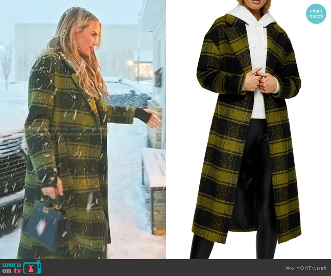 Topshop Check Coat In Olive Multi worn by Whitney Rose on The Real Housewives of Salt Lake City