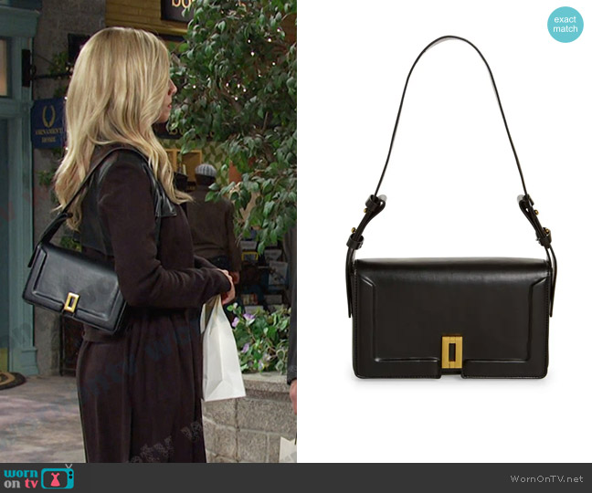 Topshop Sidney Trophy Shoulder Bag in black worn by Theresa Donovan (Emily O'Brien) on Days of our Lives