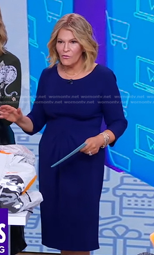 Tory’s blue gathered waist dress on Good Morning America