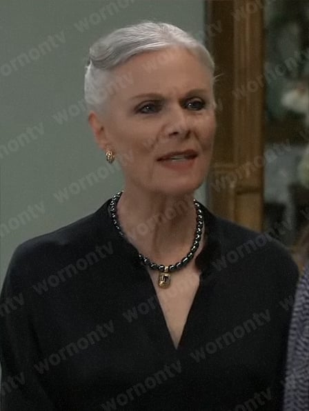 Tracy’s black v-neck blouse on General Hospital