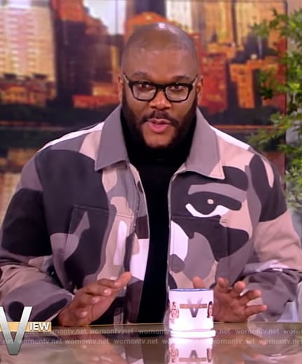 Tyler Perry’s camo print jacket on The View