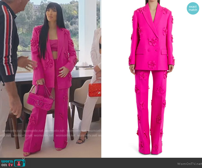 Valentino Garavani Embroidered Floral Appliqué Crepe Couture Jacket worn by Bre Tiesi on Selling Sunset
