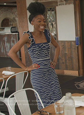 Venita’s blue contrast ruffle dress on Southern Charm