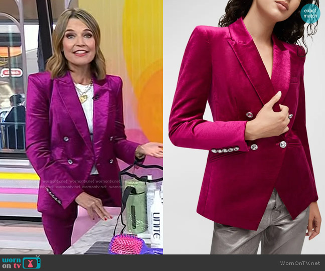 Veronica Beard Elam Velvet Dickey Jacket in Fuchsia worn by Savannah Guthrie on Today