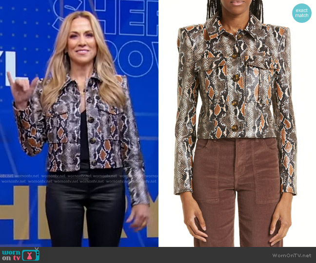 Veronica Beard Fulham Faux Snakeskin Jacket in Khaki Multi worn by Sheryl Crow on Good Morning America
