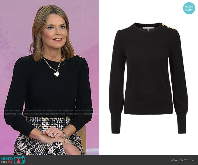 Veronica Beard Nelia Cashmere Crewneck Sweater worn by Savannah Guthrie on Today