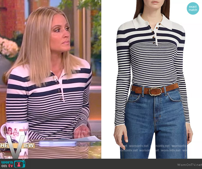 Veronica Beard Raj Striped Wool Polo worn by Sara Haines on The View