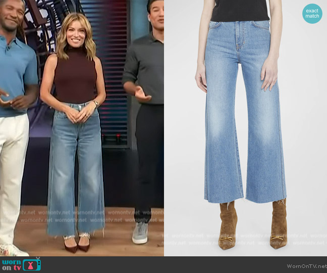 Veronica Beard Taylor Cropped High Rise Wide-Leg Jeans worn by Kit Hoover on Access Hollywood