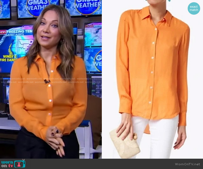 Veronica Beard Morgane Silk Blend Shirt worn by Ginger Zee on Good Morning America