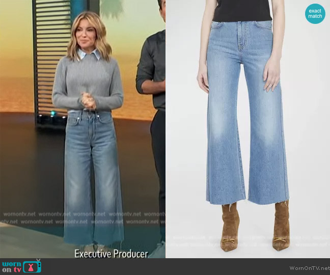 Veronica Beard Taylor Cropped High Rise Wide-Leg Jeans worn by Kit Hoover on Access Hollywood