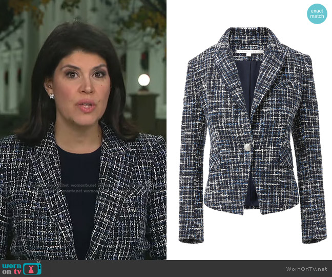 Veronica Beard Hosanna Dickey Jacket worn by Natalie Brand on CBS Evening News