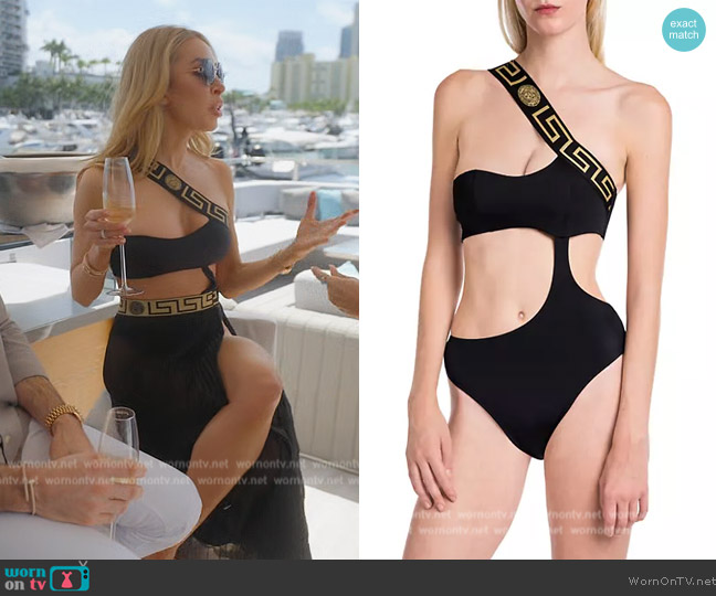 Versace Greca Cutout Swimsuit worn by Lisa Hochstein (Lisa Hochstein) on The Real Housewives of Miami