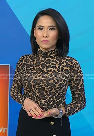 Vicky’s leopard print turtleneck top on Today