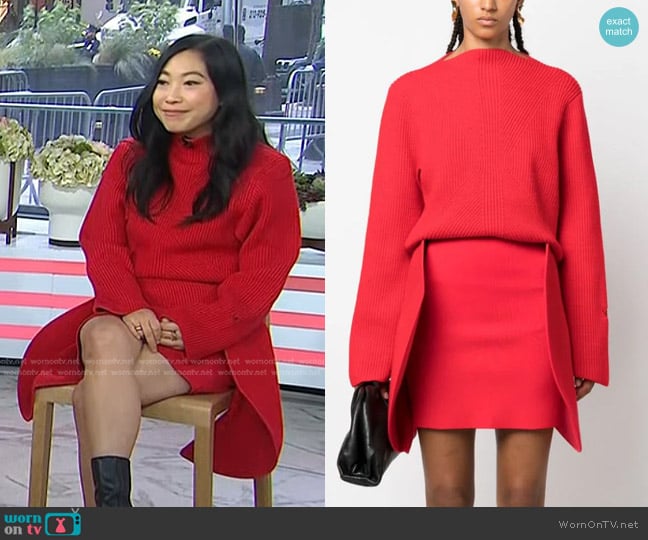 Victoria Beckham Circular 3D-Detailing Ribbed Miniskirt worn by Awkwafina on Today