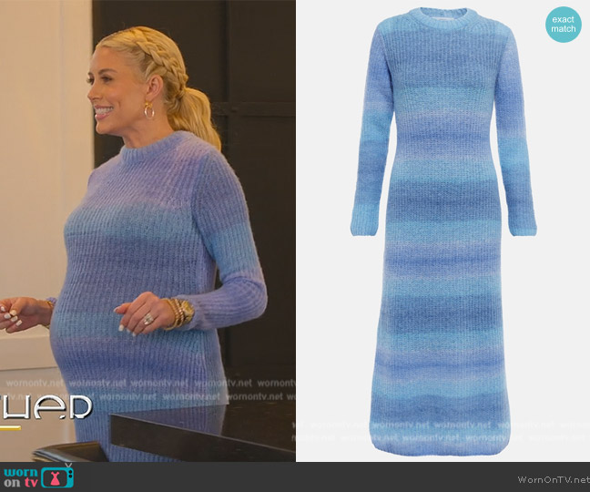 Vince Striped wool-blend maxi dress worn by Heather Rae Young on Selling Sunset