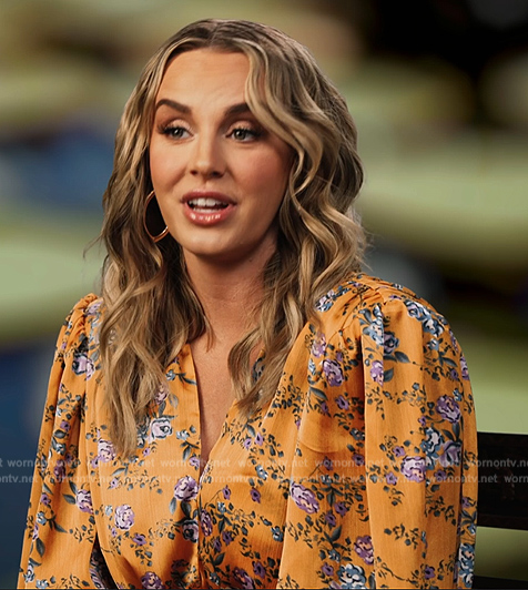 Whitney’s yellow floral confessional dress on The Real Housewives Ultimate Girls Trip