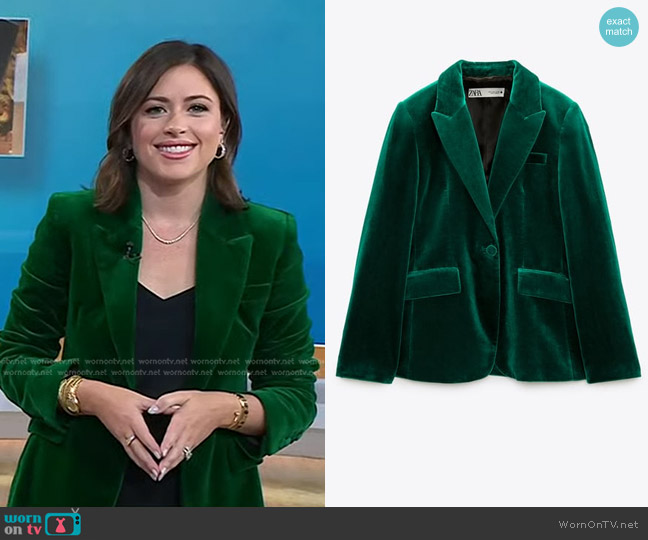 Zara Fitted Velvet Blazer worn by Chloe Melas on Today