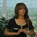 Zuri’s black contrast trim mini dress on Access Hollywood