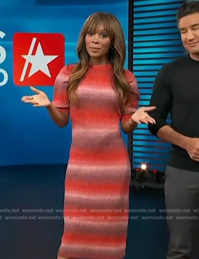 Zuri’s red ombre stripe knit dress on Access Hollywood
