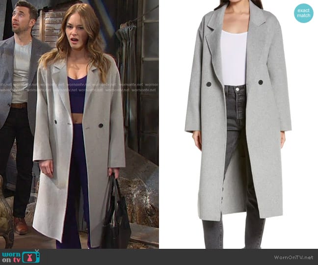 All Saints Sammy Double Breasted Wool Blend Coat worn by Stephanie Johnson (Abigail Klein) on Days of our Lives