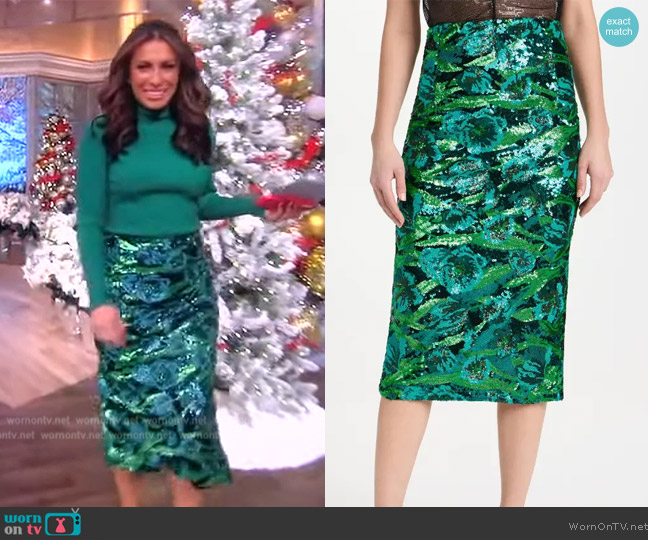Aknvas Tao Sequin Floral Pencil Midi-Skirt worn by Alyssa Farah Griffin on The View